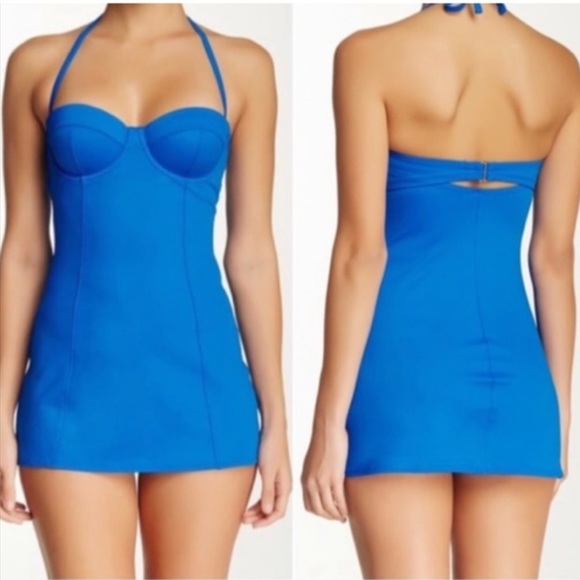 SPANX Retro Dresskini Underwire Swim Top Blue size 10 new with tags beach Vegas - Picture 7 of 7